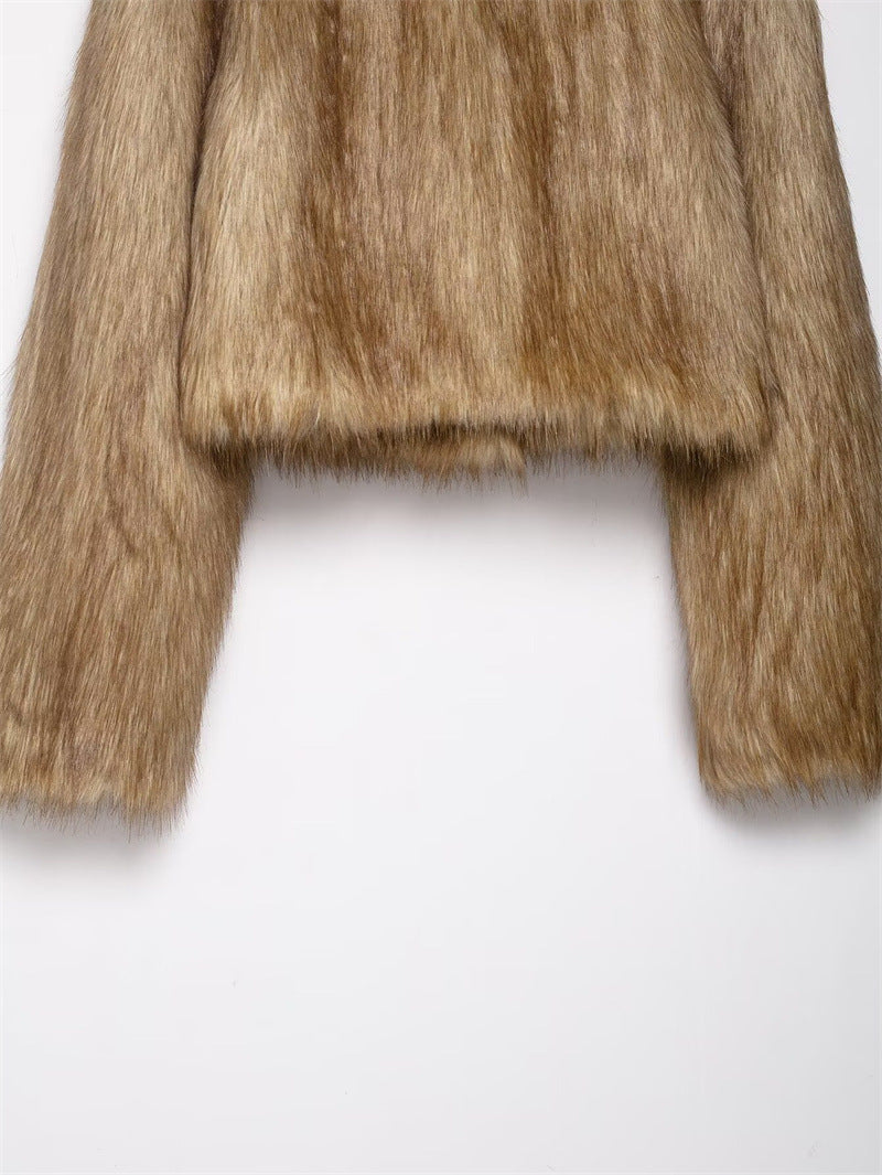 Women's Casual Artificial Fur Effect Short Coat
