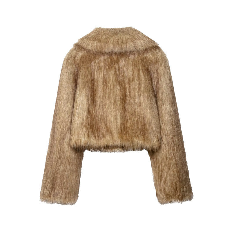 Women's Casual Artificial Fur Effect Short Coat